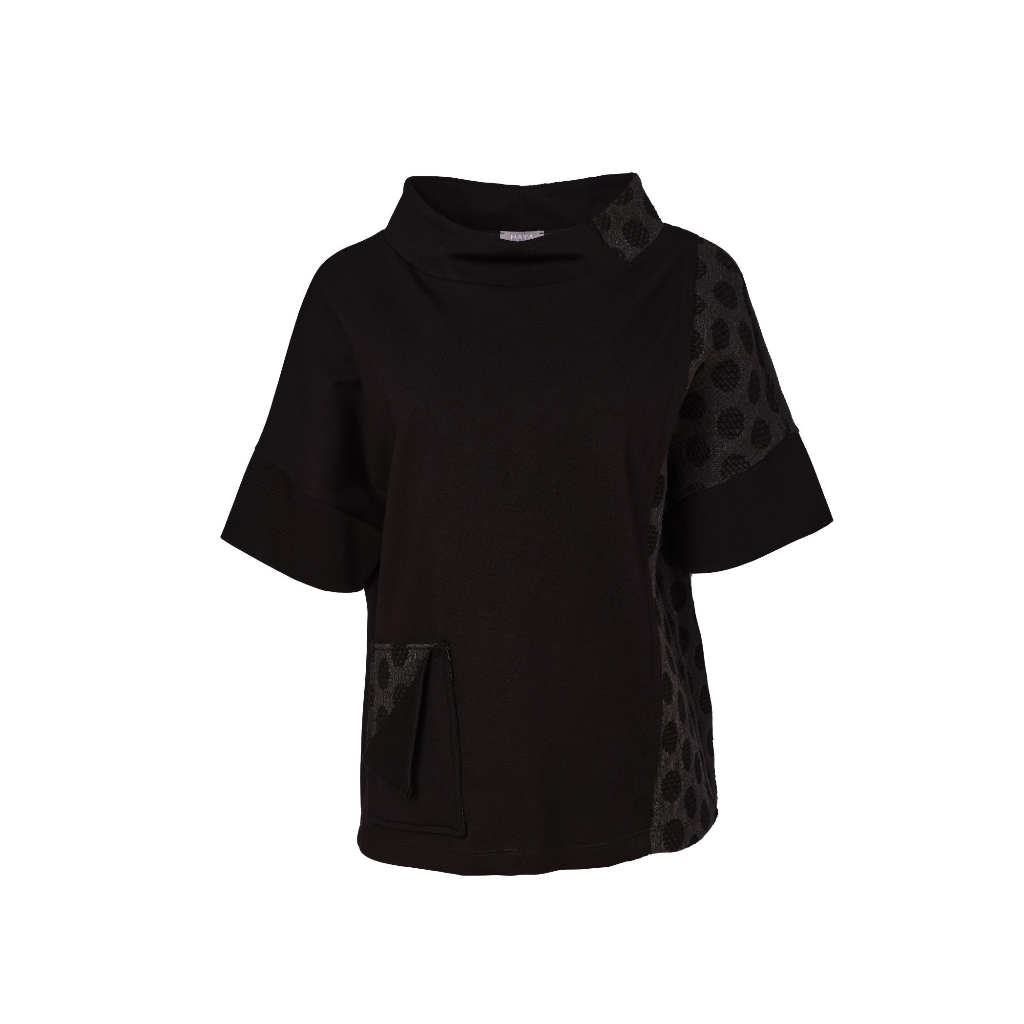 Naya High Neck Top With Jacquard Spot