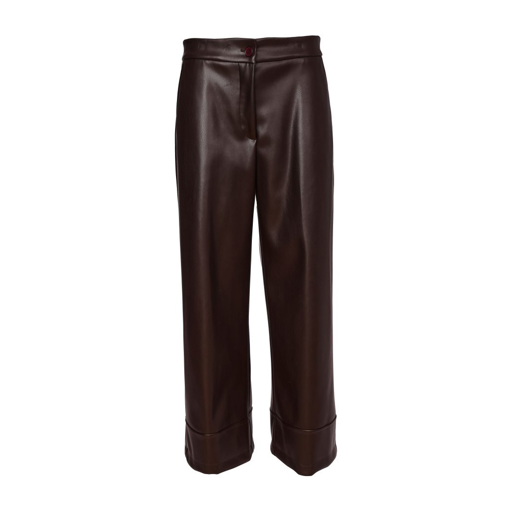 Naya Choko Wide Leg Leatherette Trouser With Hem Panel - Image 4