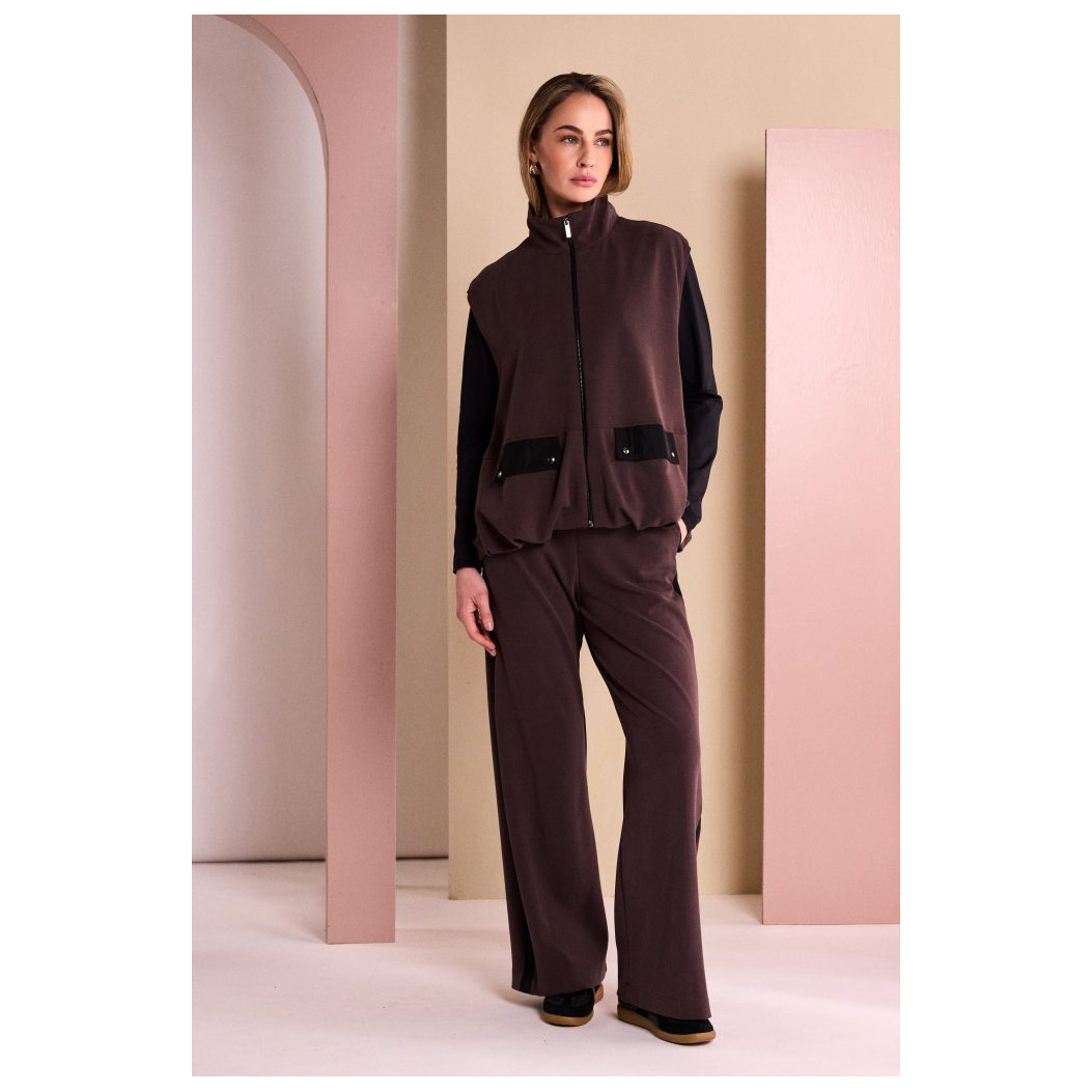 Naya Puff Ball Hem Zip Waistcoat With Contrast Pockets