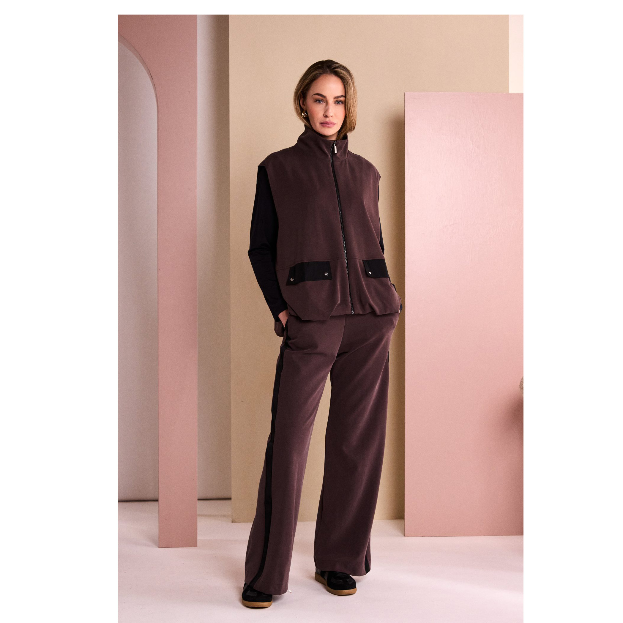 Naya Puff Ball Hem Zip Waistcoat With Contrast Pockets - Image 3