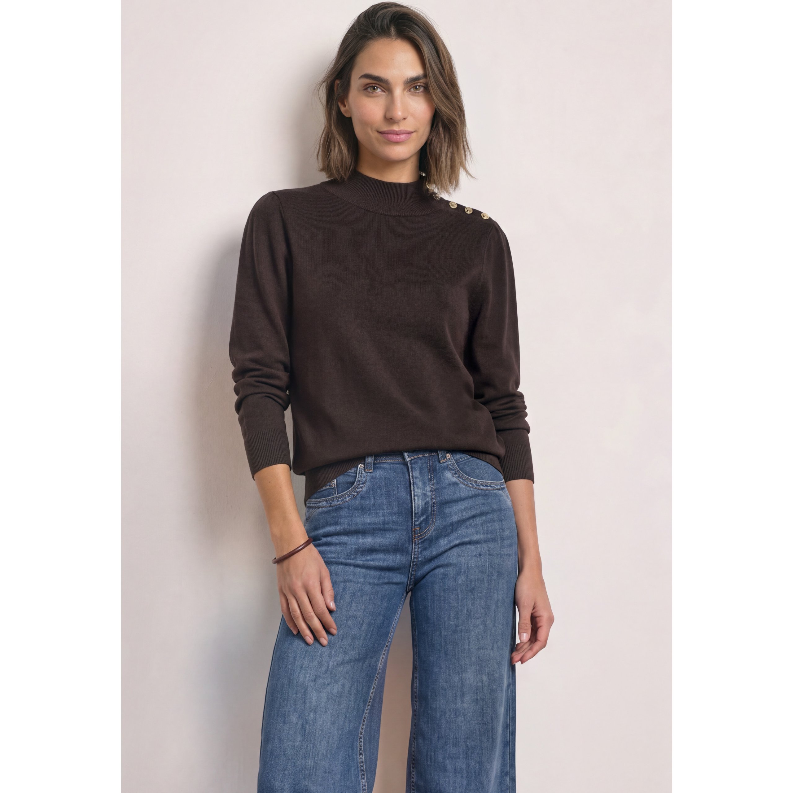 Street One Turtle Neck Sweater With Button Detail