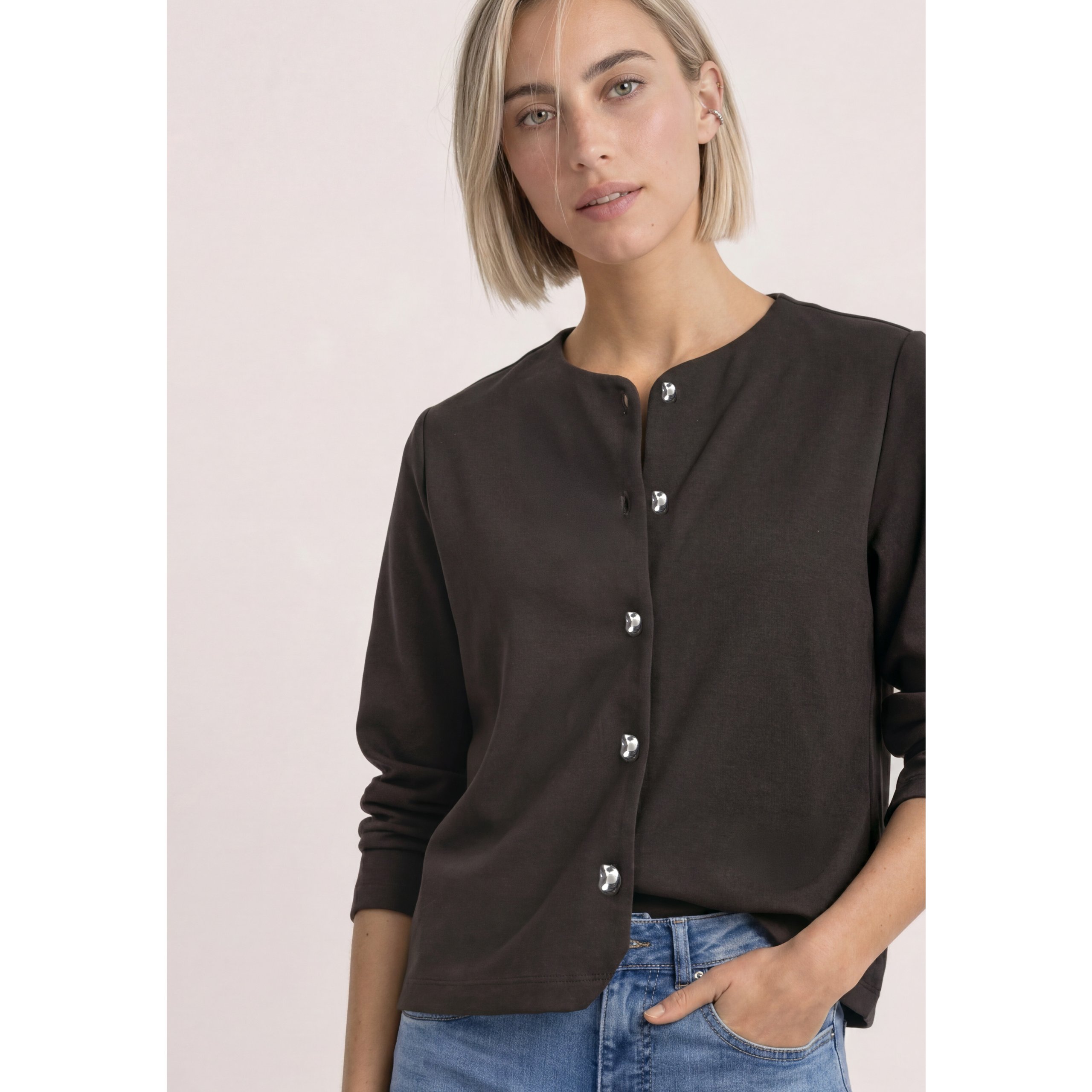 Street One Brown Cardigan with Decorative Buttons - Image 5