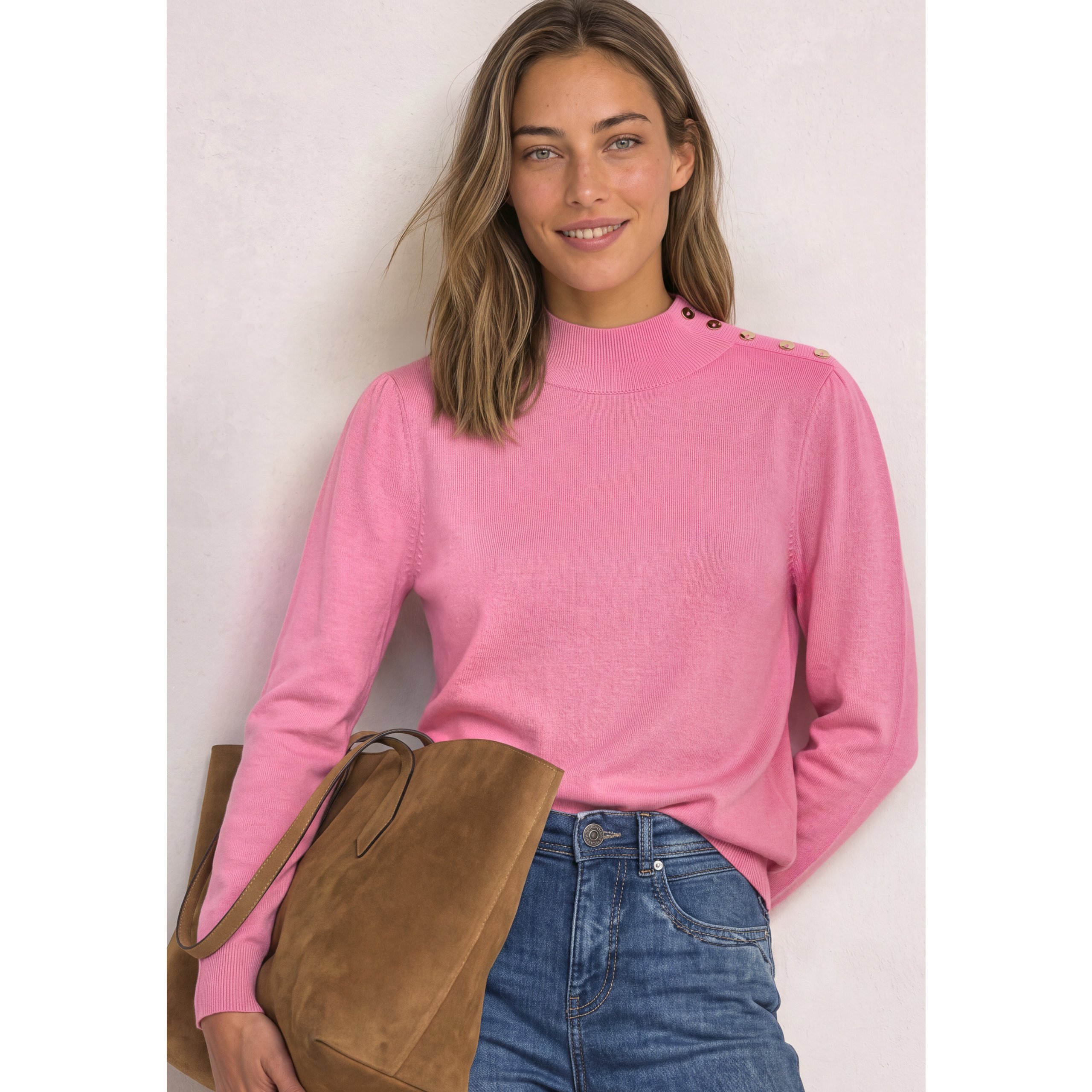 Street One Turtle Neck Sweater With Button Detail