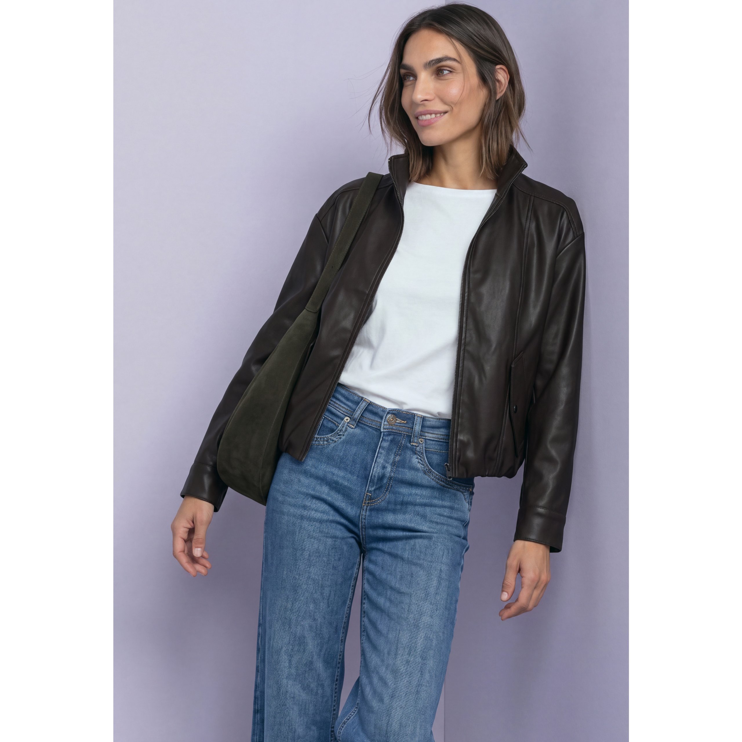Street One Black Coffee PU Jacket