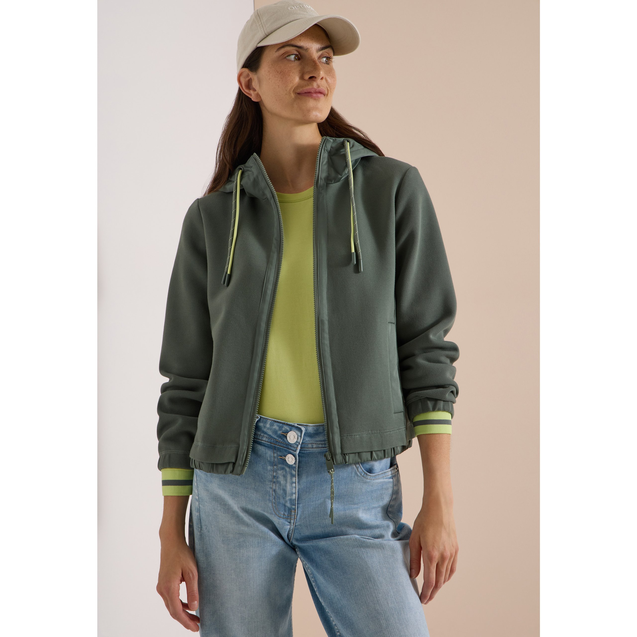 Cecil Olive Green Textured Mix Jacket