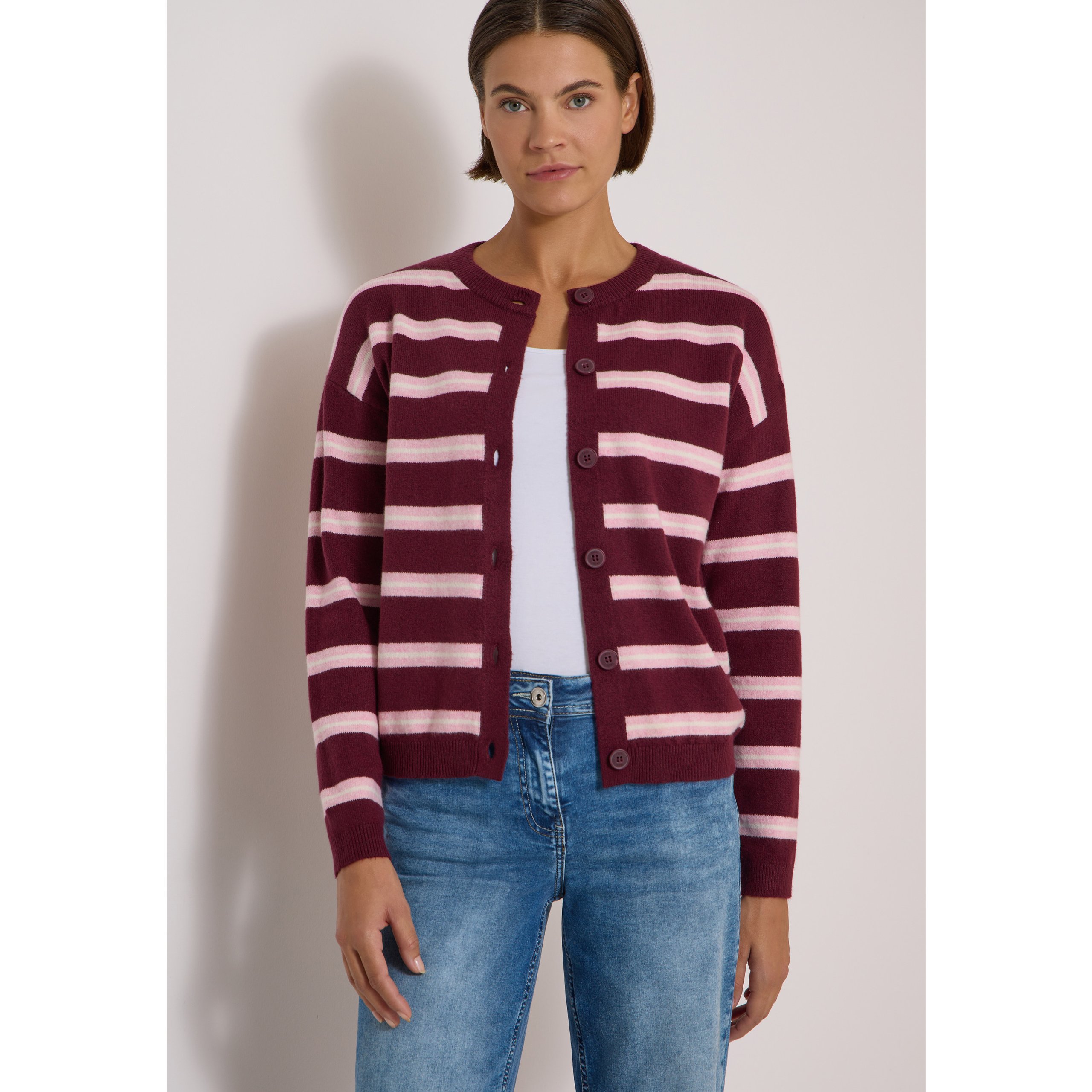 Cecil Wine Stripe Cardi