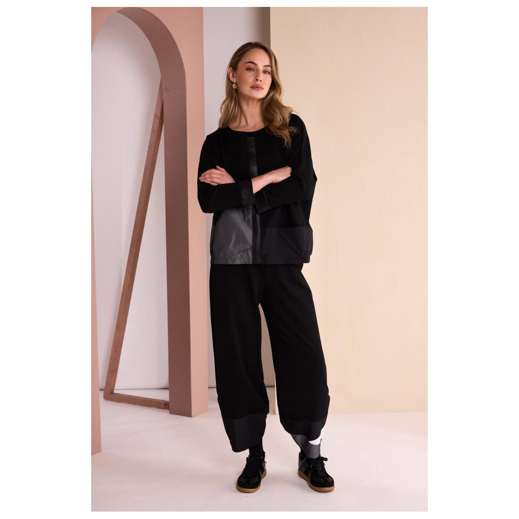 Naya Round Neck Top With Contrast Sections - Image 2