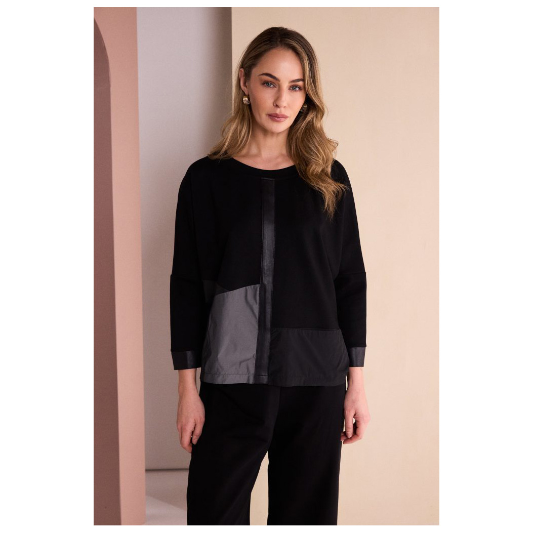 Naya Round Neck Top With Contrast Sections - Image 3