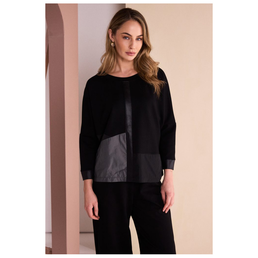 Naya Round Neck Top With Contrast Sections