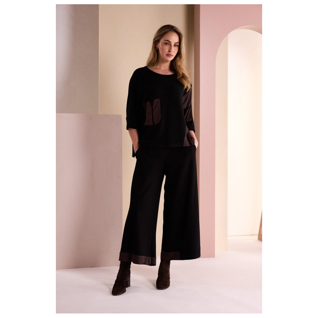 Naya Wide Leg Trouser With Print Cuff