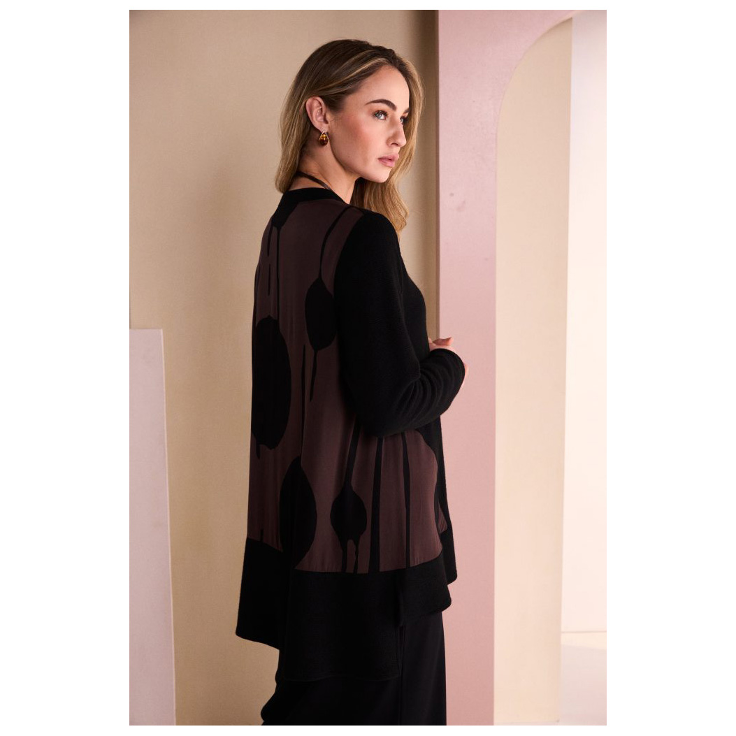 Naya V Neck Top With Print Sections - Image 2