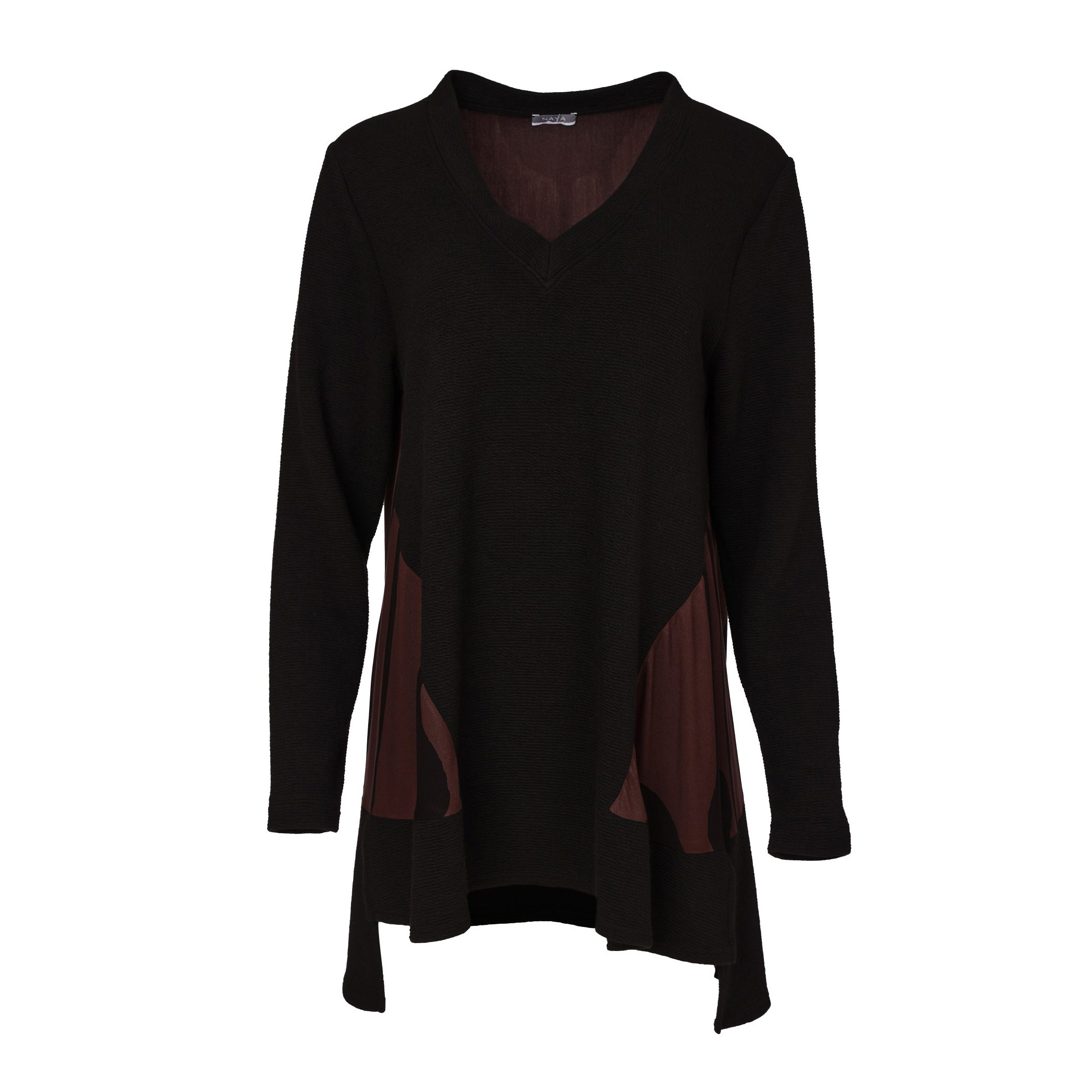 Naya V Neck Top With Print Sections - Image 4