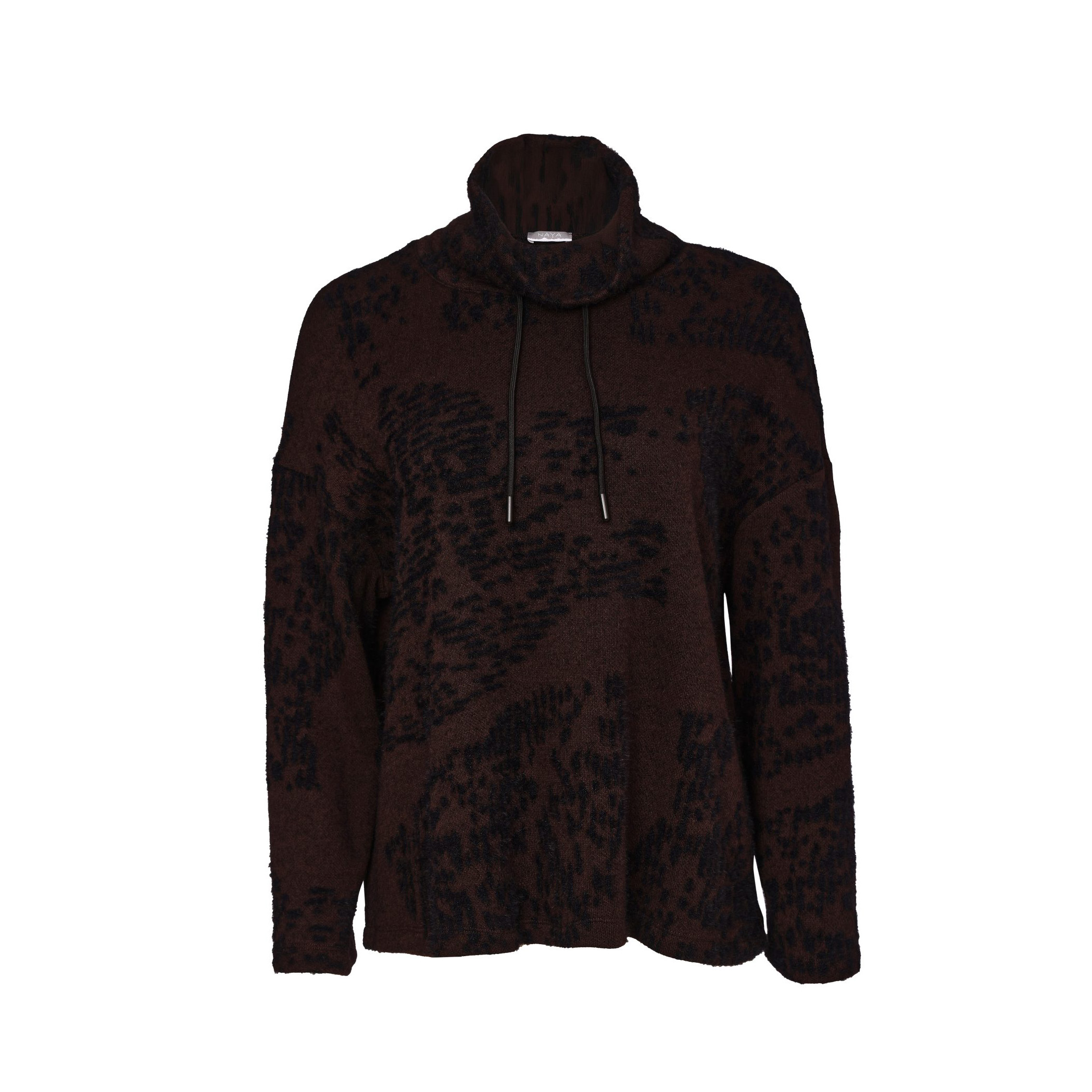 Naya Flocked Placement Print High Neck Knit Top - Image 5