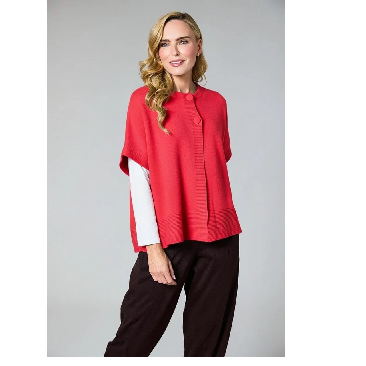 Deck Red Sleeveless Cardi