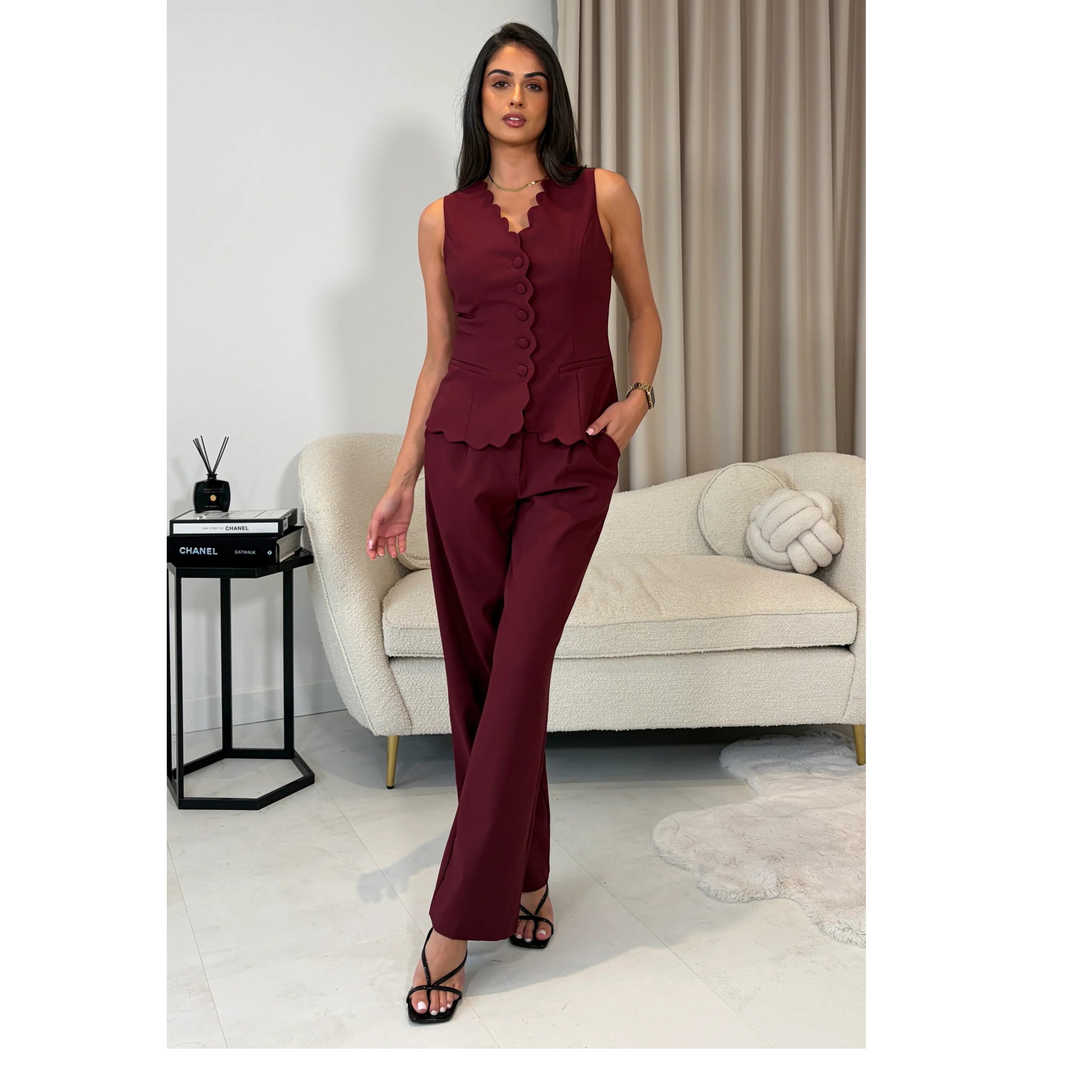 Girl In Mind Wine Jo Tailored Trouser