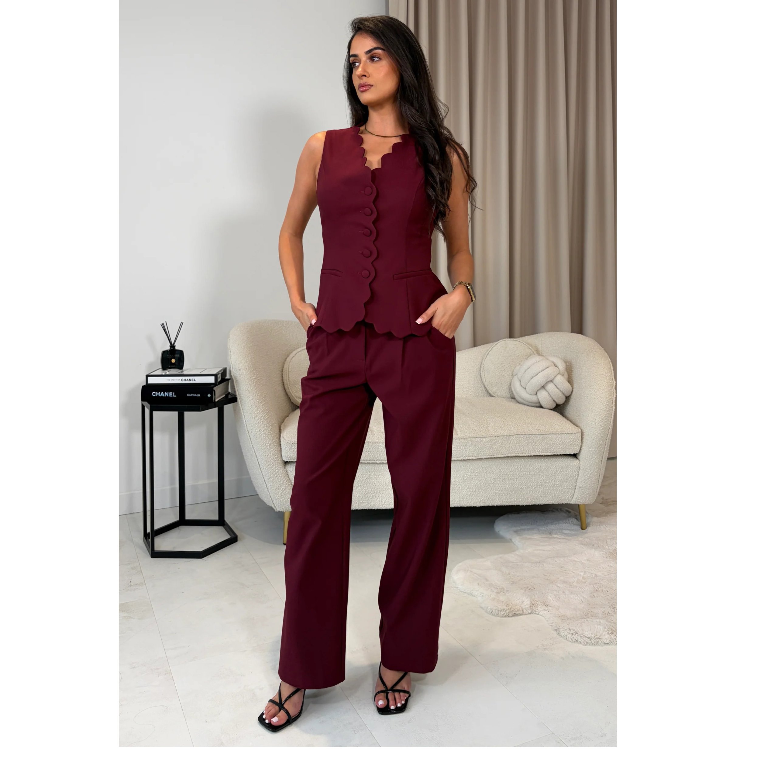 Girl in Mind Ophelia Wine Waistcoat - Image 7
