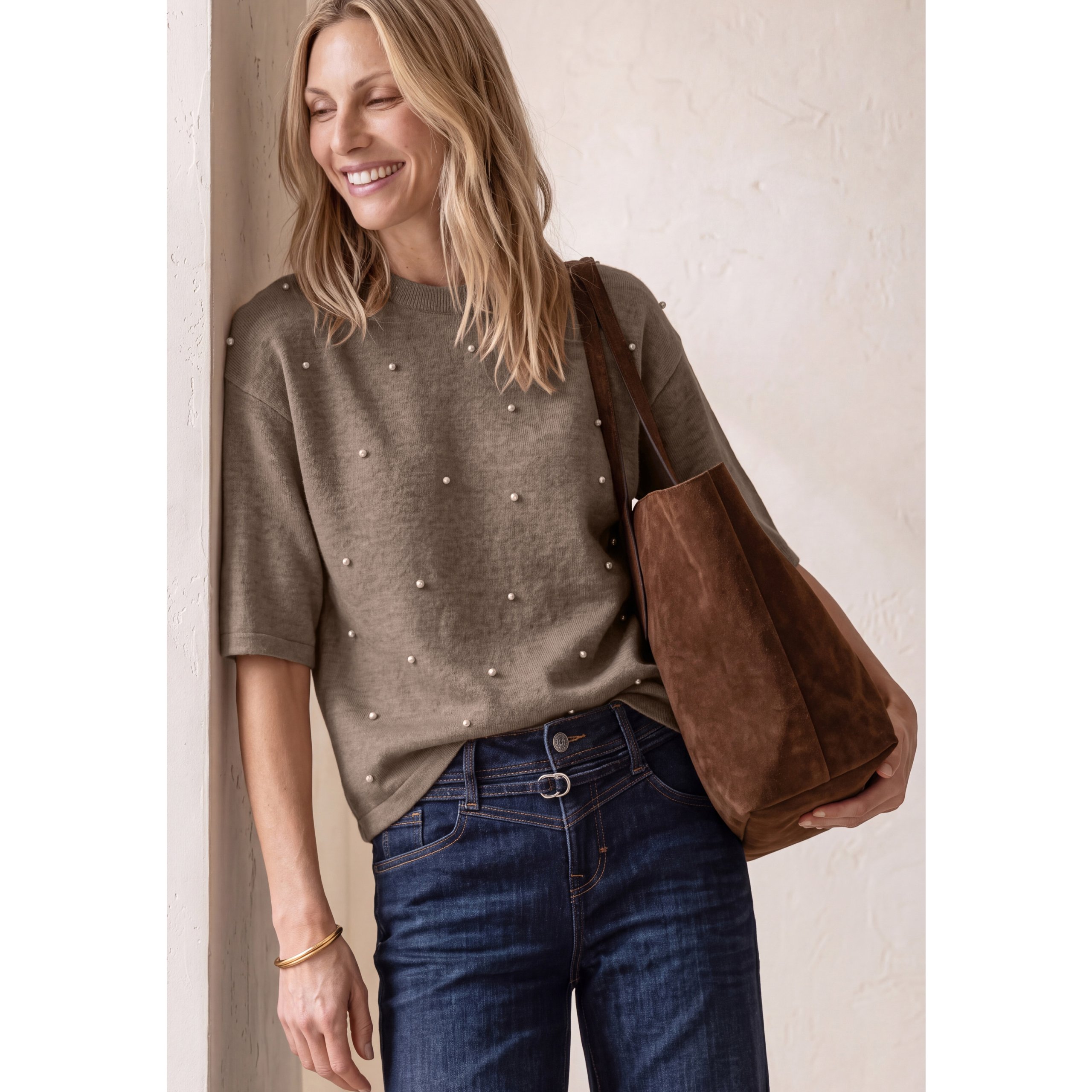 Street One 3/4 Sleeved Beaded Sweater