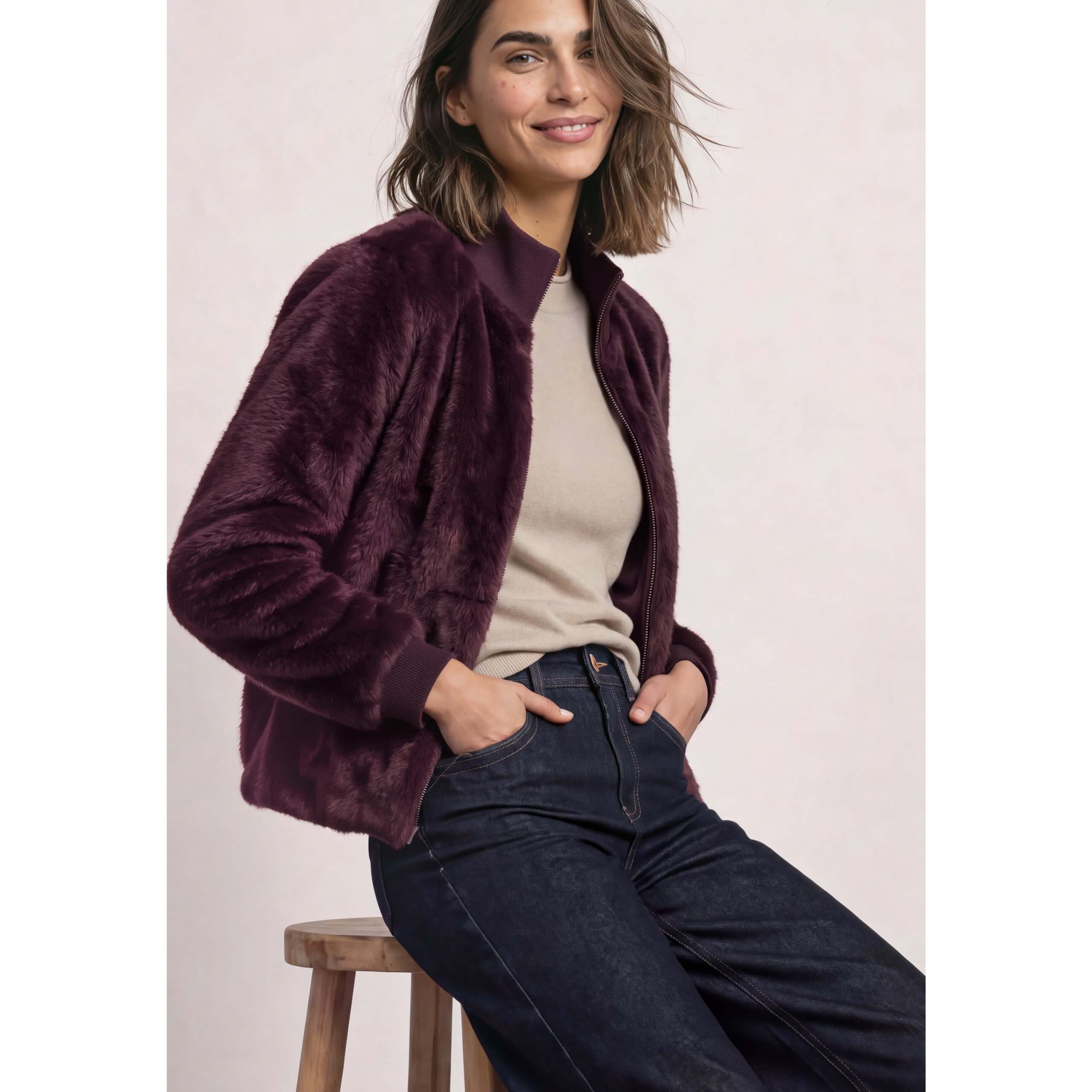 Street One Rustic Rouge Fake Fur Blouson