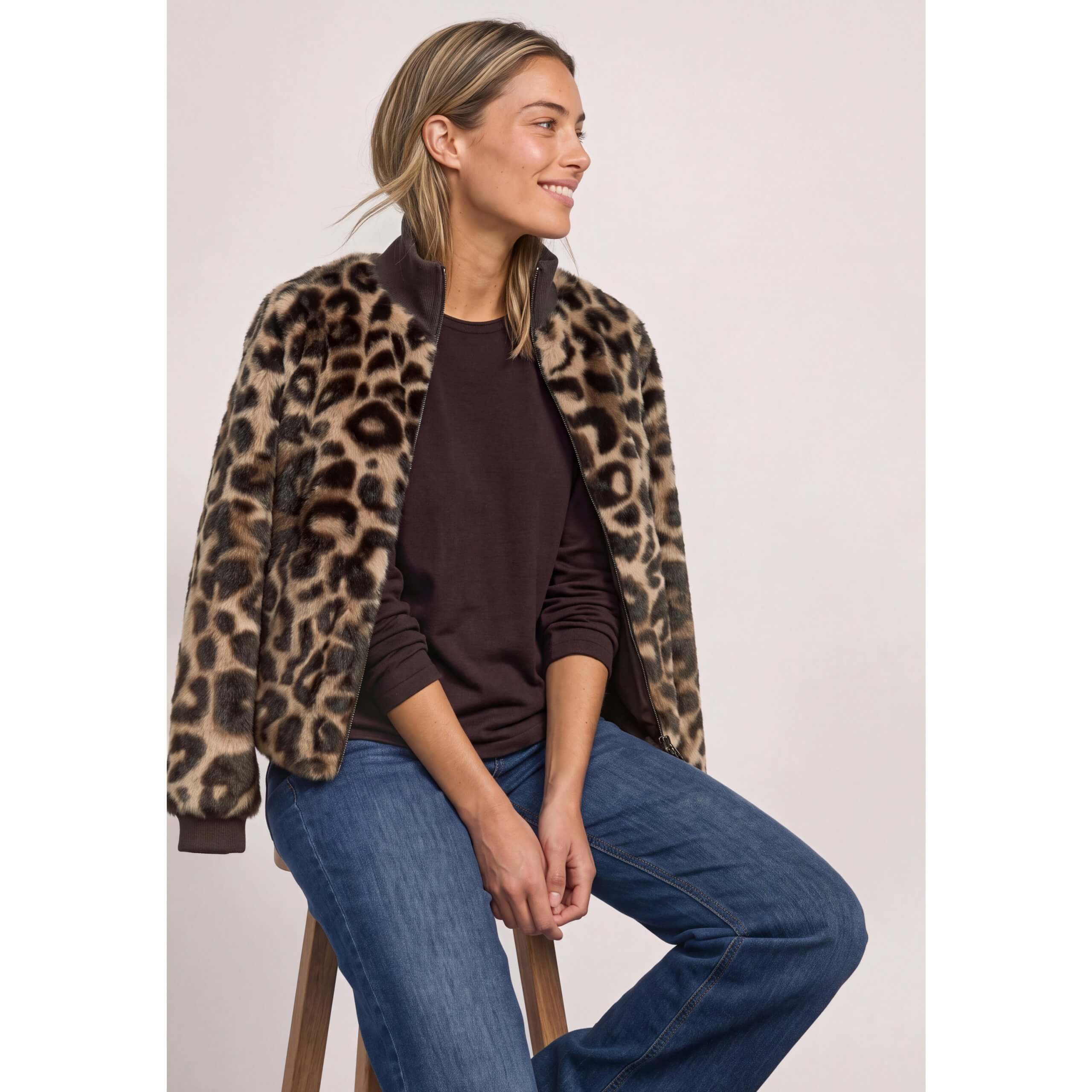 Street One Brown Fake Fur Blouson
