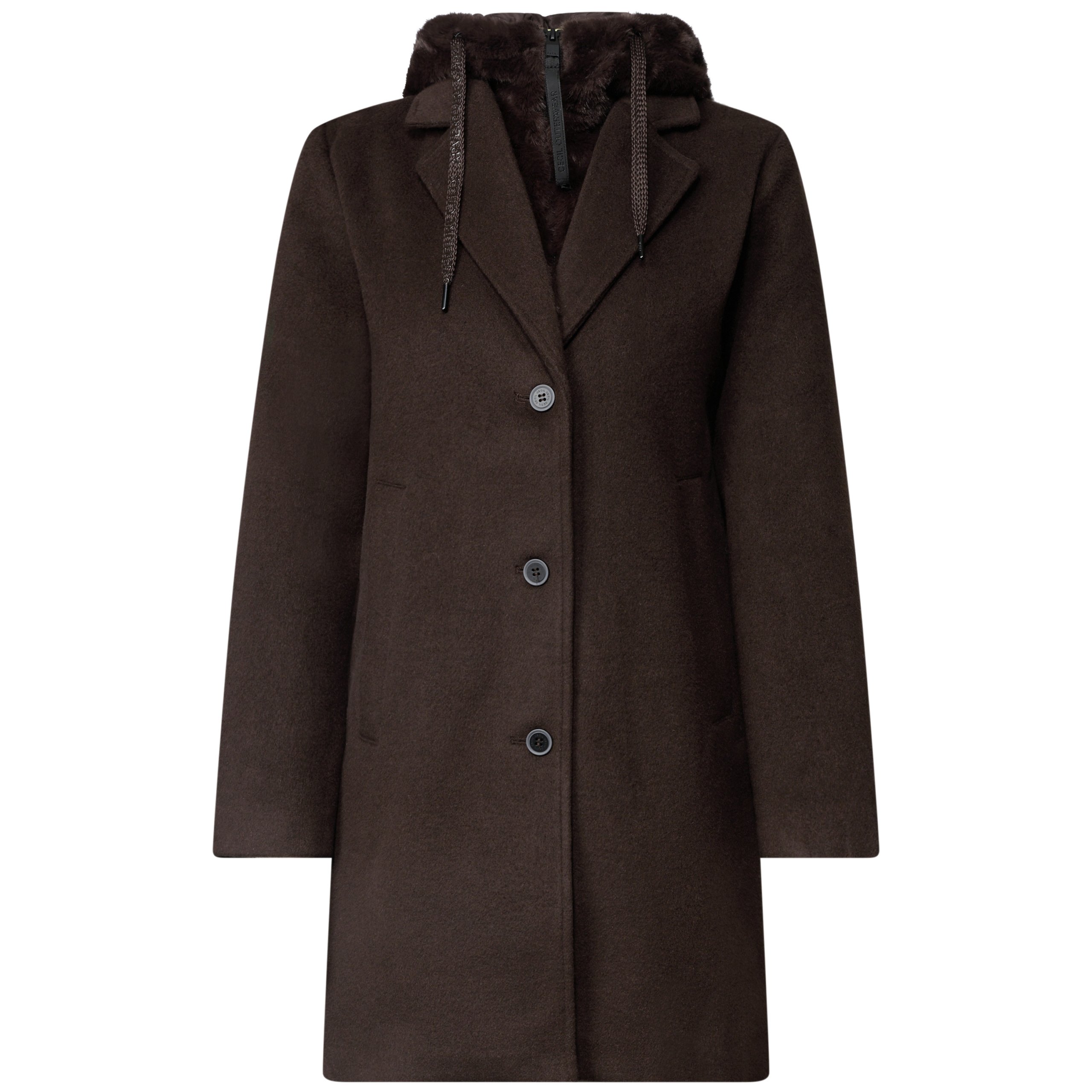 Cecil brown wool mix coat with removable fur inlay - Image 4