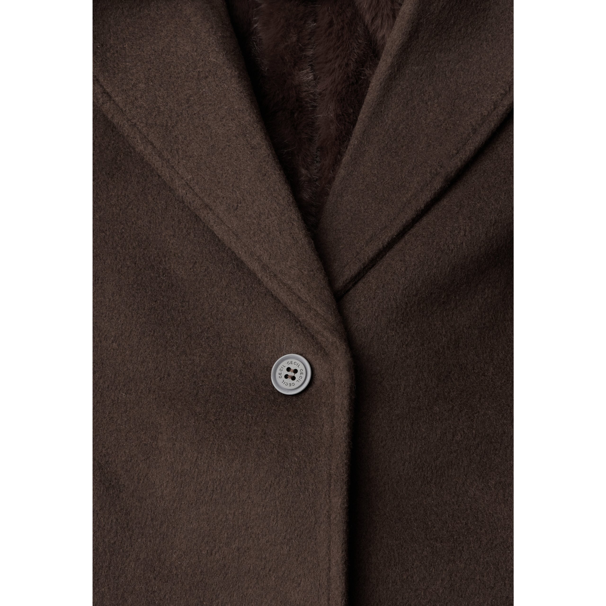 Cecil brown wool mix coat with removable fur inlay - Image 5
