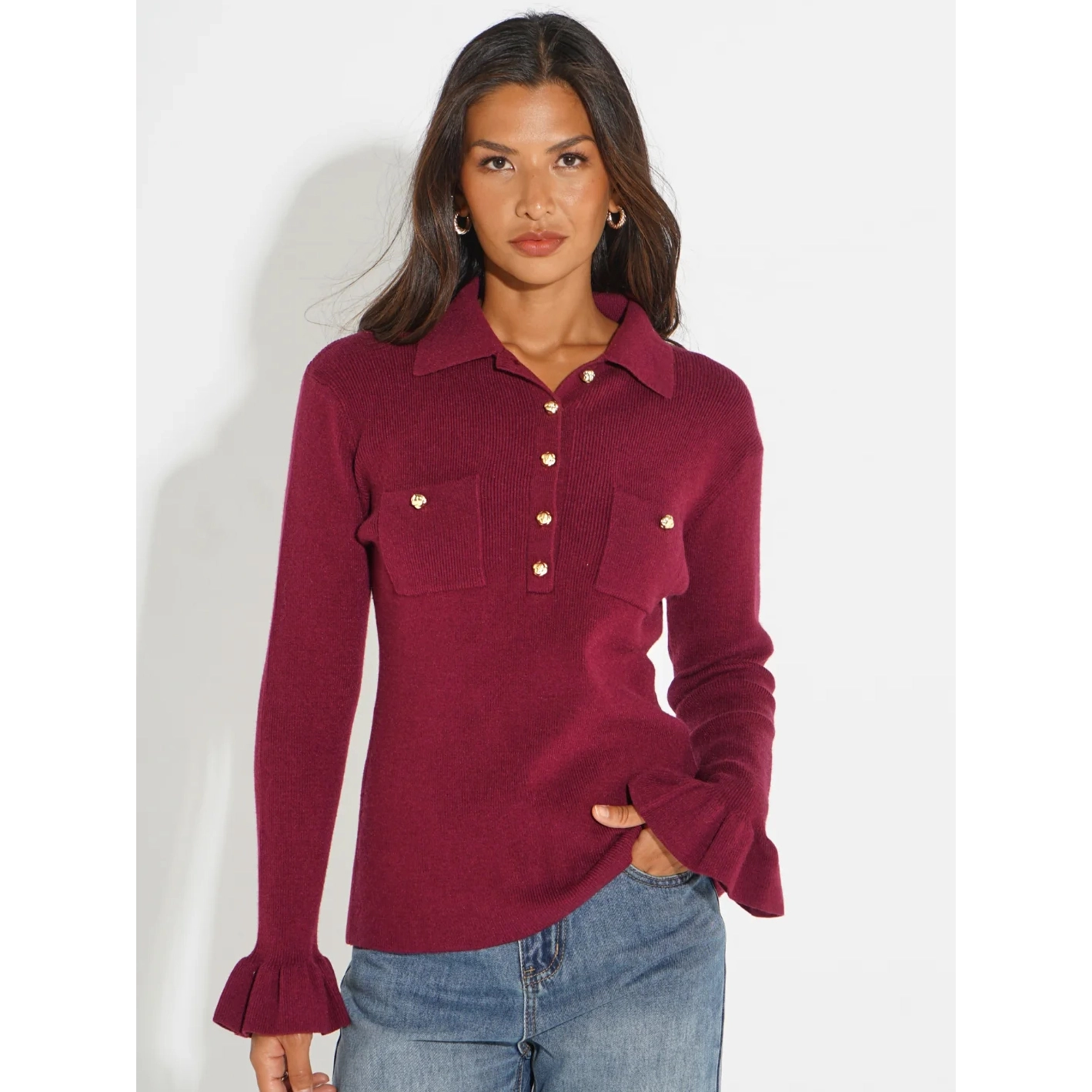 Kate & Pippa Burgundy Knit - Image 3