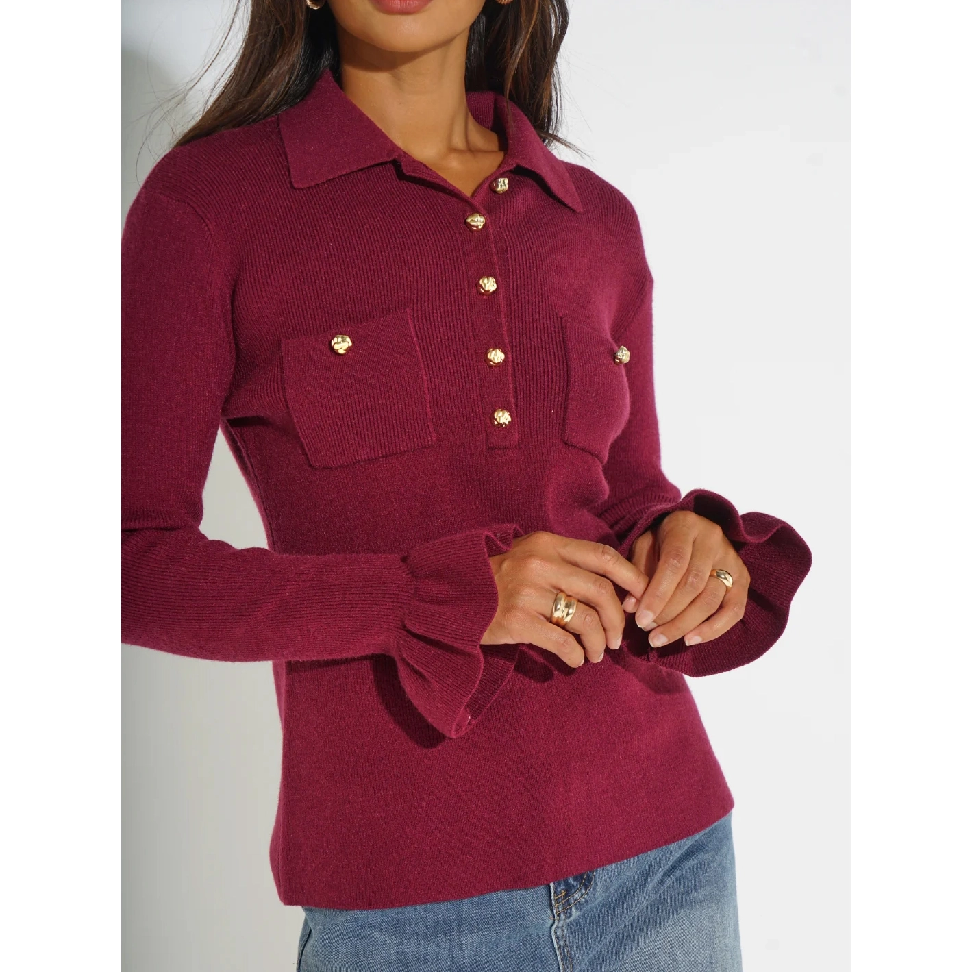 Kate & Pippa Burgundy Knit - Image 4