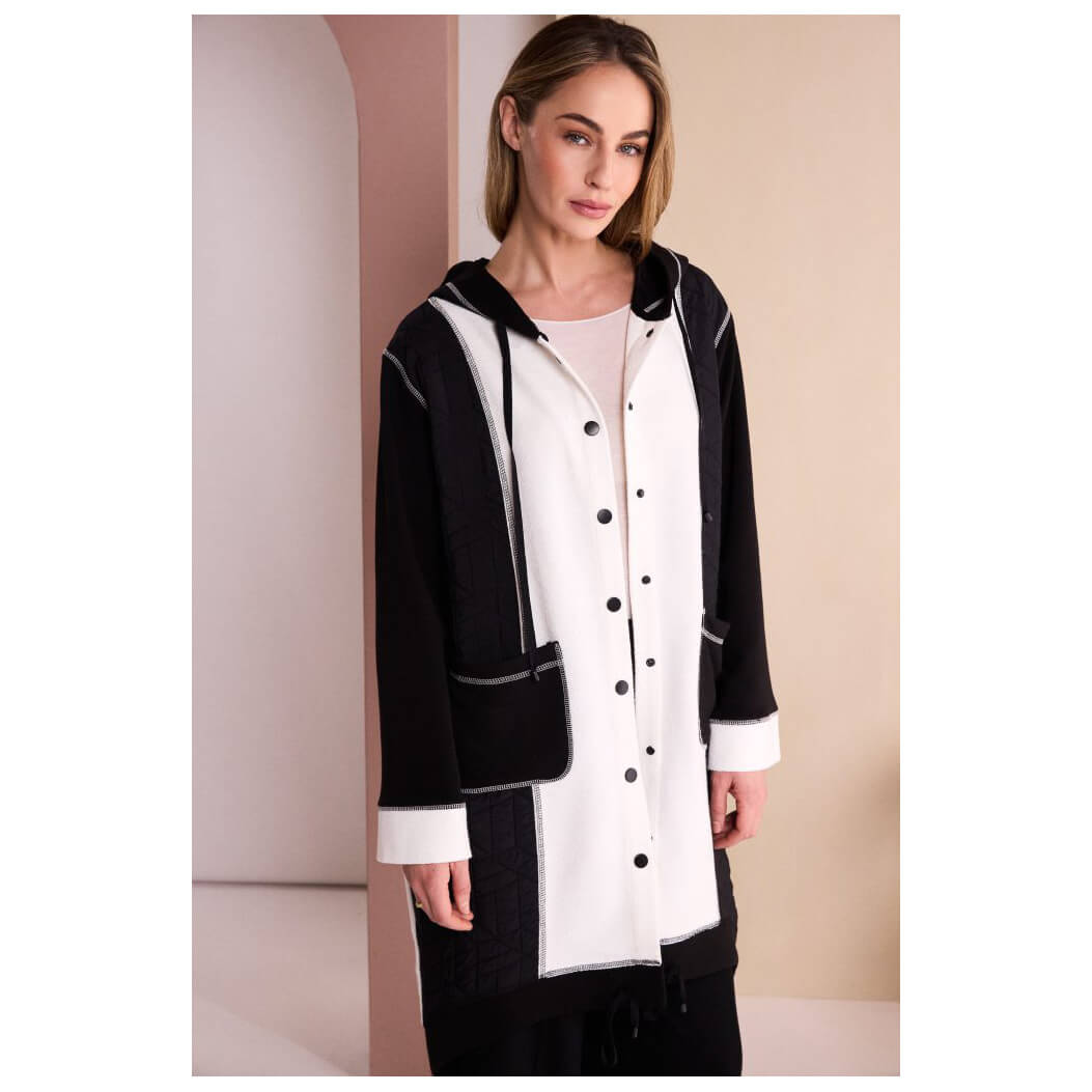 Two Tone Hooded Coat