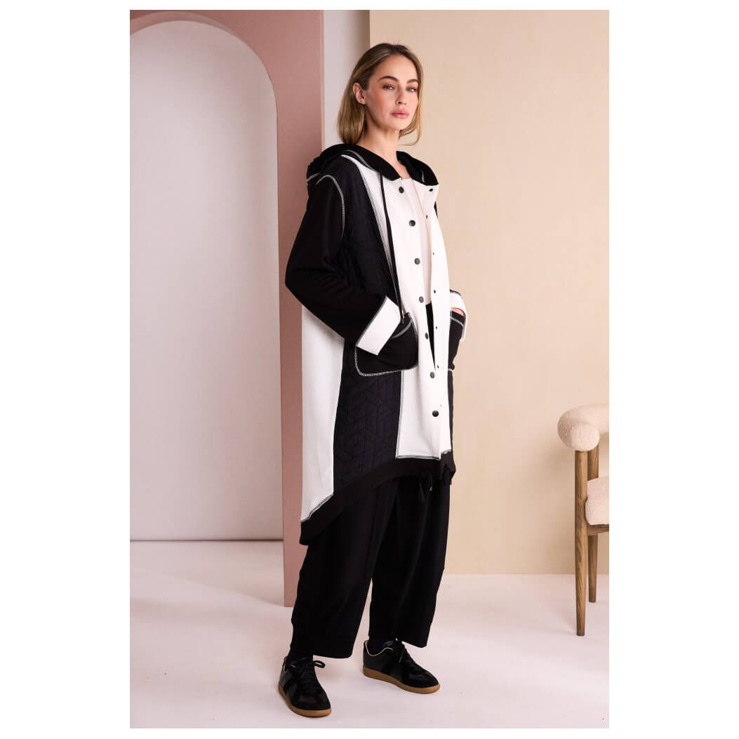 Two Tone Hooded Coat - Image 3