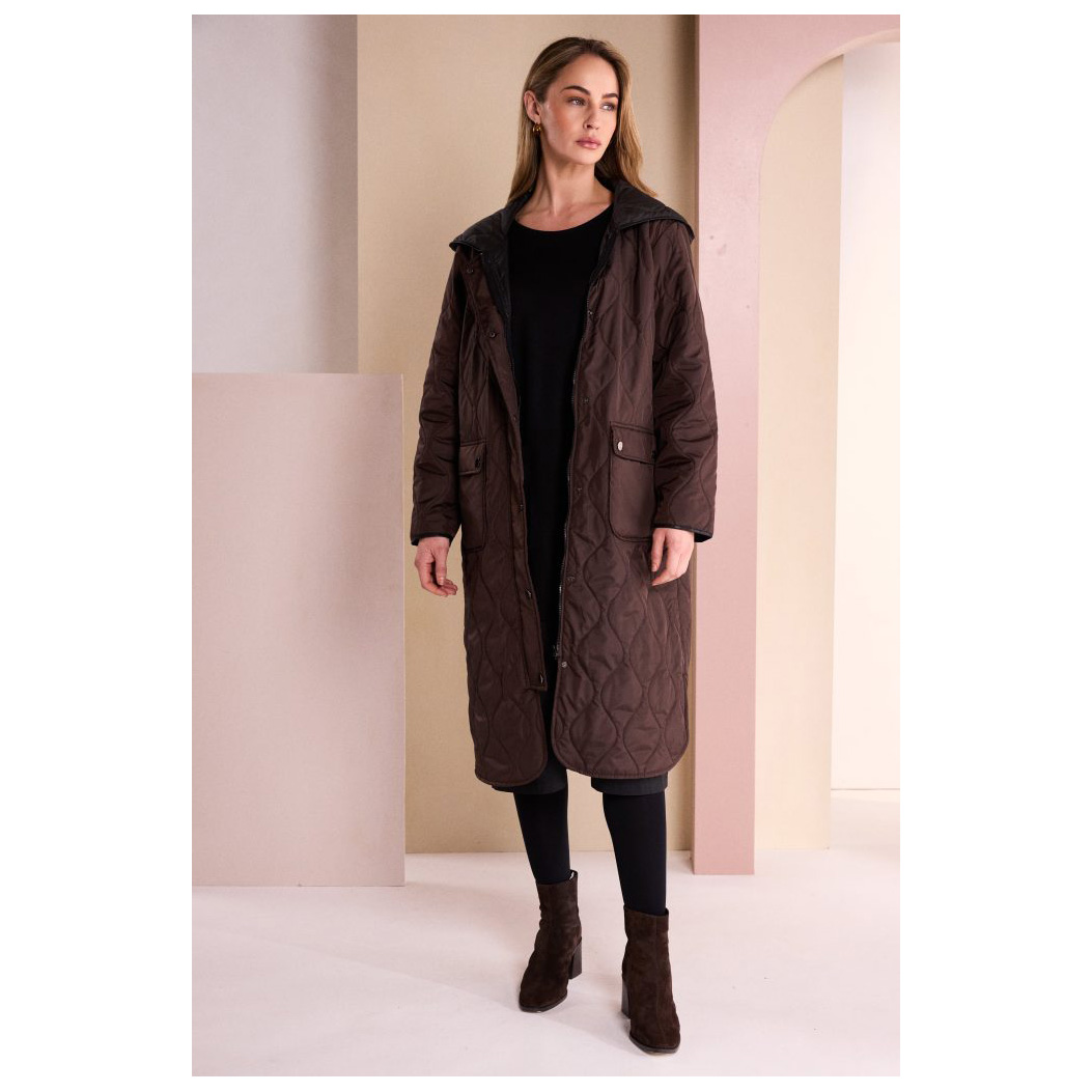 Naya Padded Coat With Pocket And Stud Detail