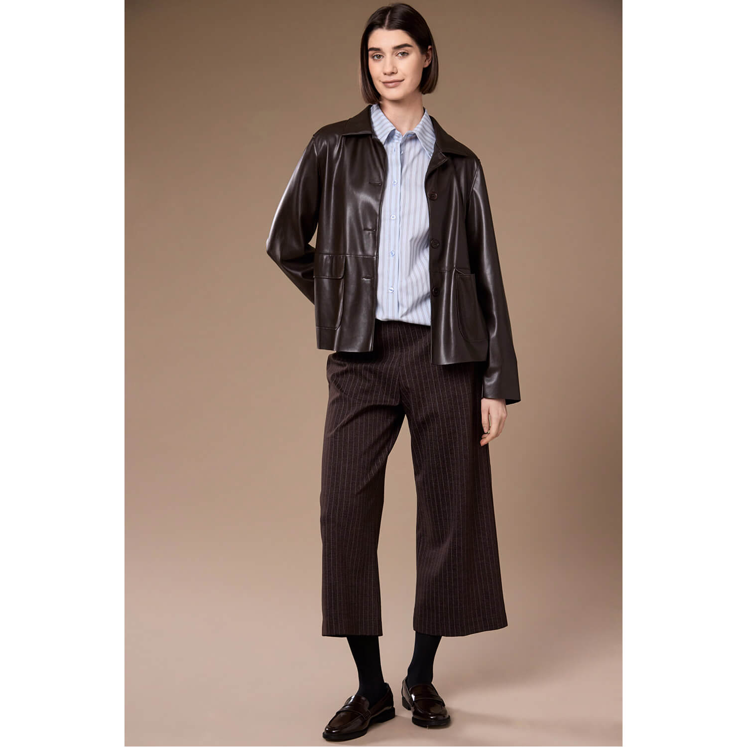 Peruzzi Brown Faux Leather Jacket