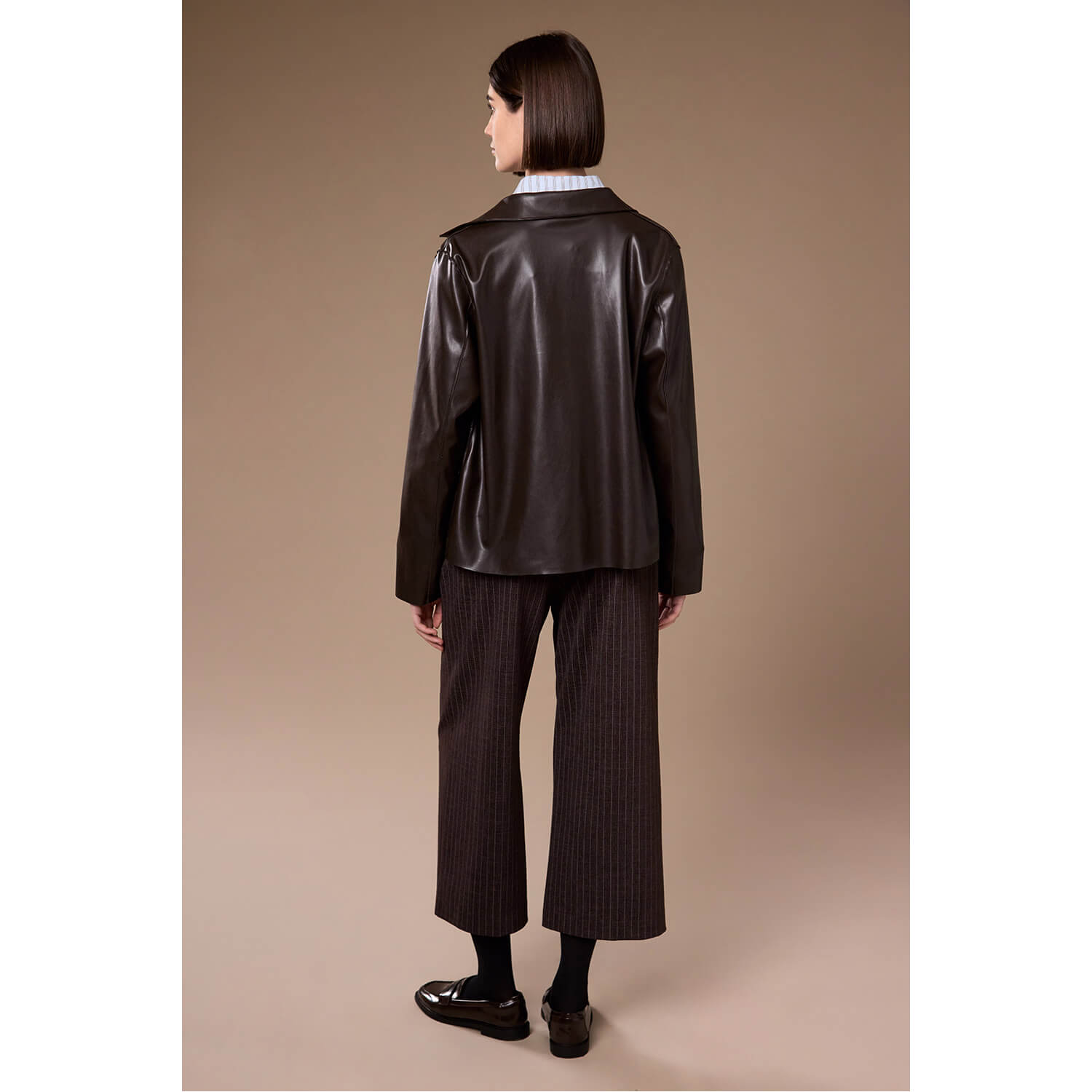 Peruzzi Brown Faux Leather Jacket - Image 4