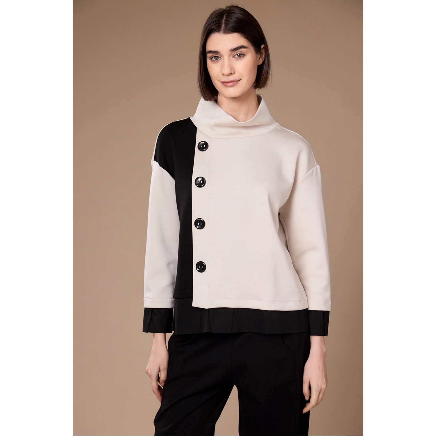 Peruzzi Two Tone Button Top